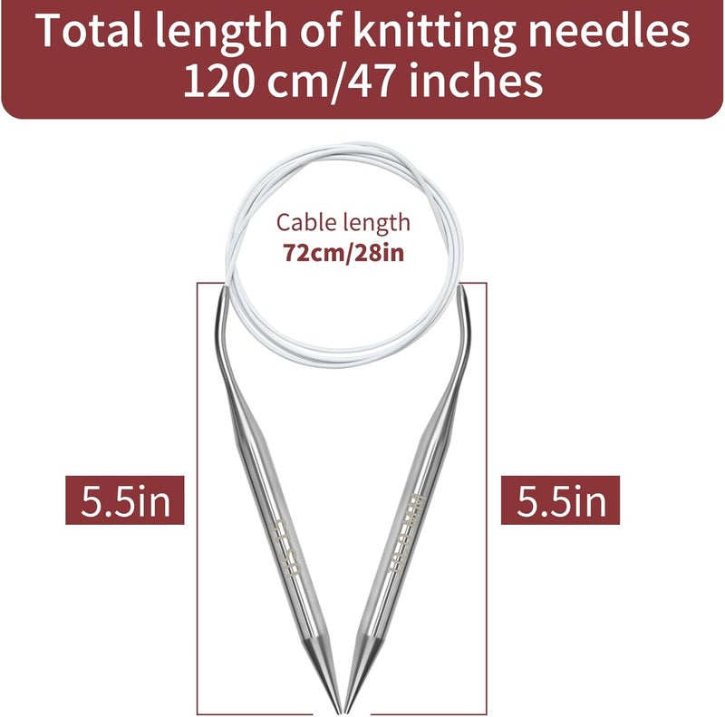 Soosui 5.0 mm Circular Knitting Needles US8 |47 inches/120 cm | for Beginners Knitting Shawls, Scarves, Blankets and Other Large Projects! - Image 2